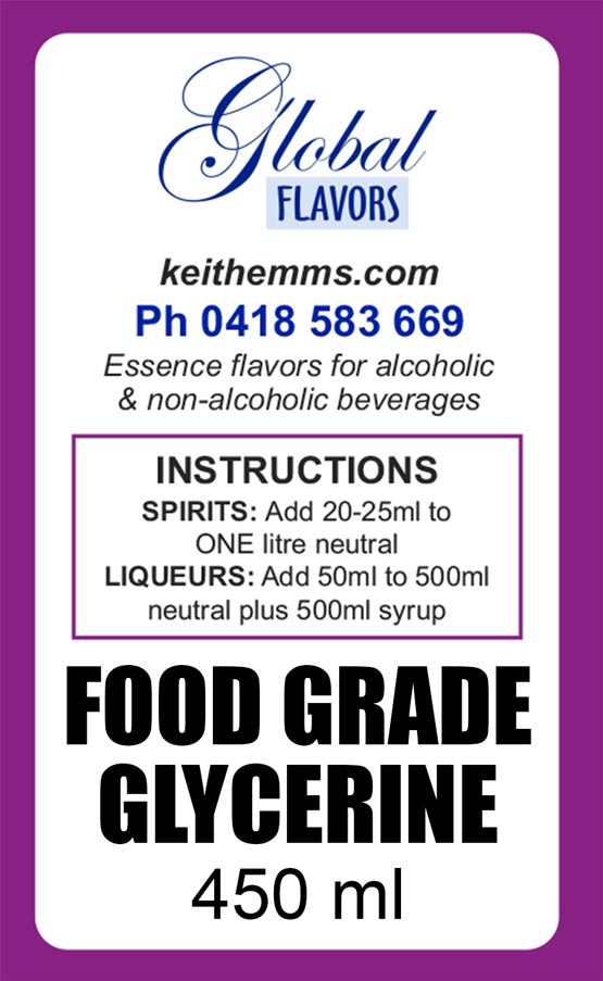 Food Grade Glycerine, spirit essences, spirit essence, home distilling, liqueur essences, liquid smoke, oak chips